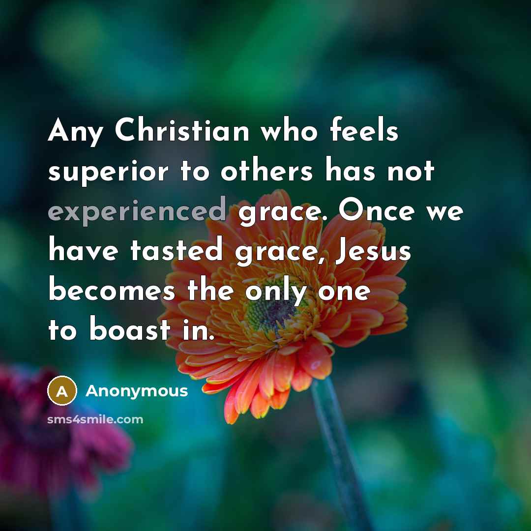 “Any Christian who feels superior to others has not experienced…” quote by Anonymous