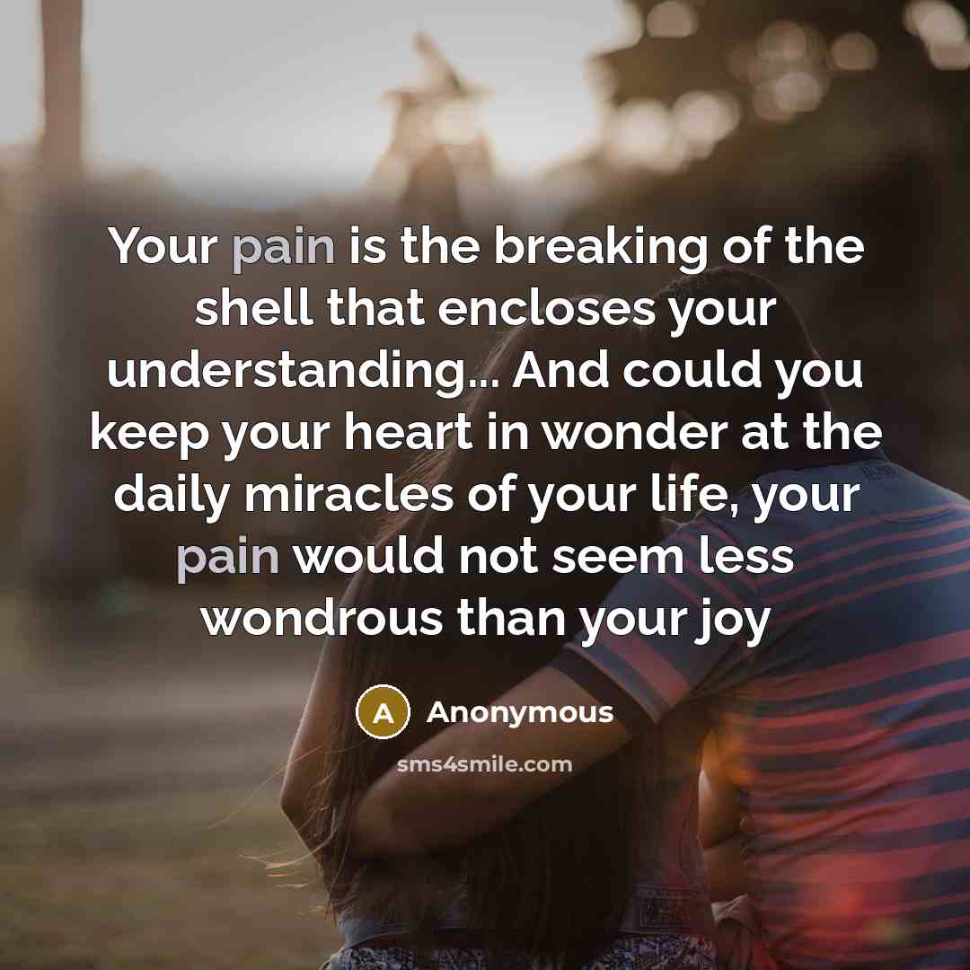 “Your pain is the breaking of the shell that encloses…” quote by Anonymous