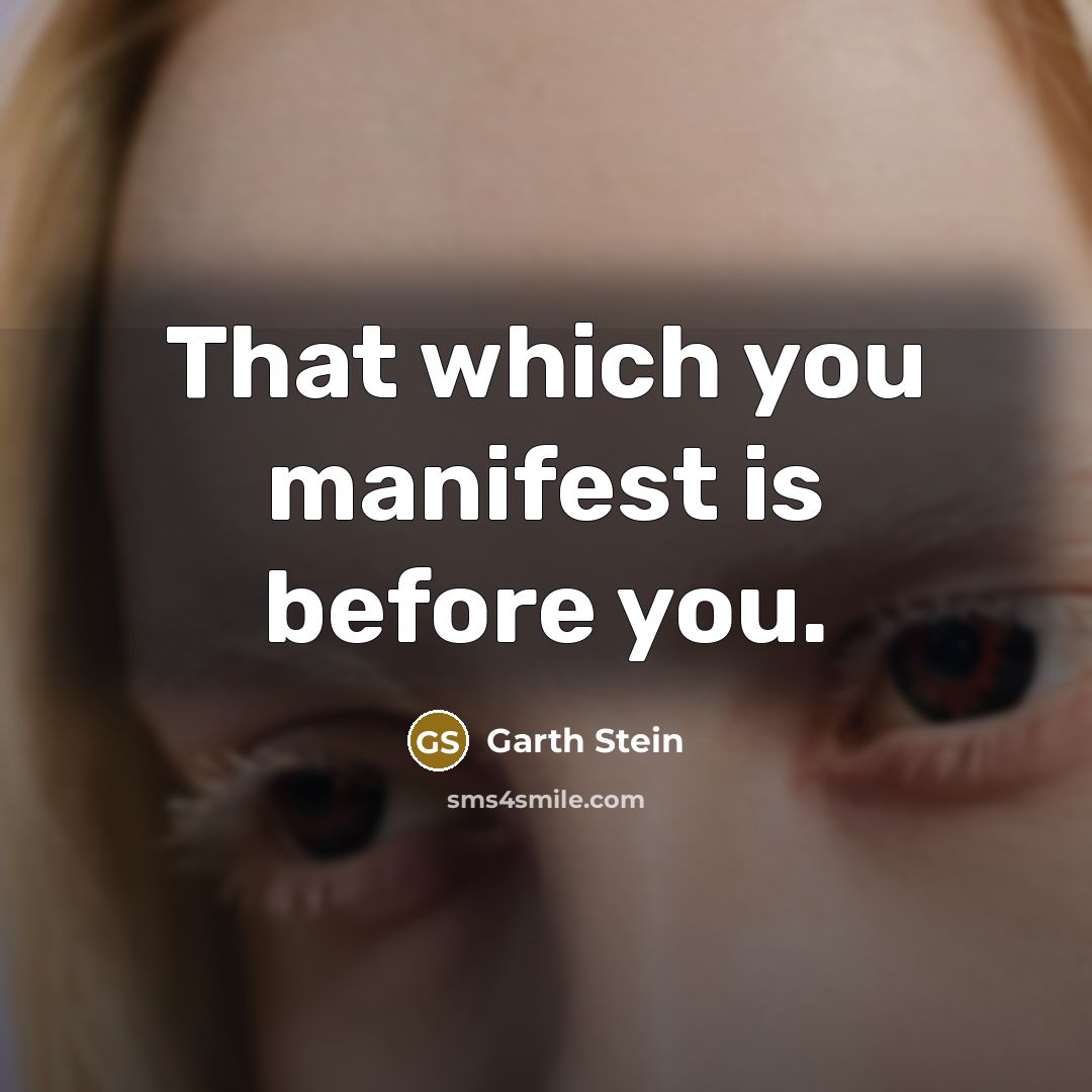“That which you manifest is before you.…” quote by Garth Stein