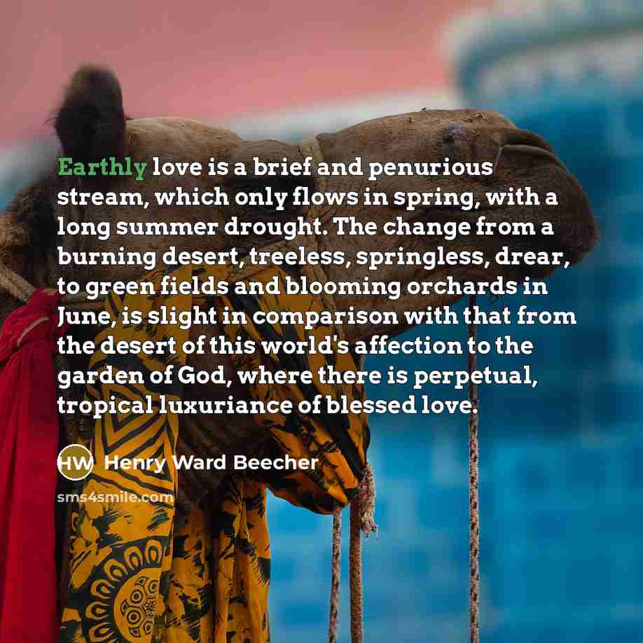 “Earthly love is a brief and penurious stream, which only…” quote by Henry Ward Beecher