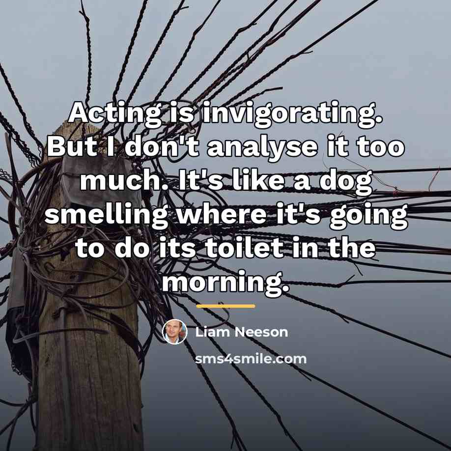 “Acting is invigorating. But I don't analyse it too much.…” quote by Liam Neeson