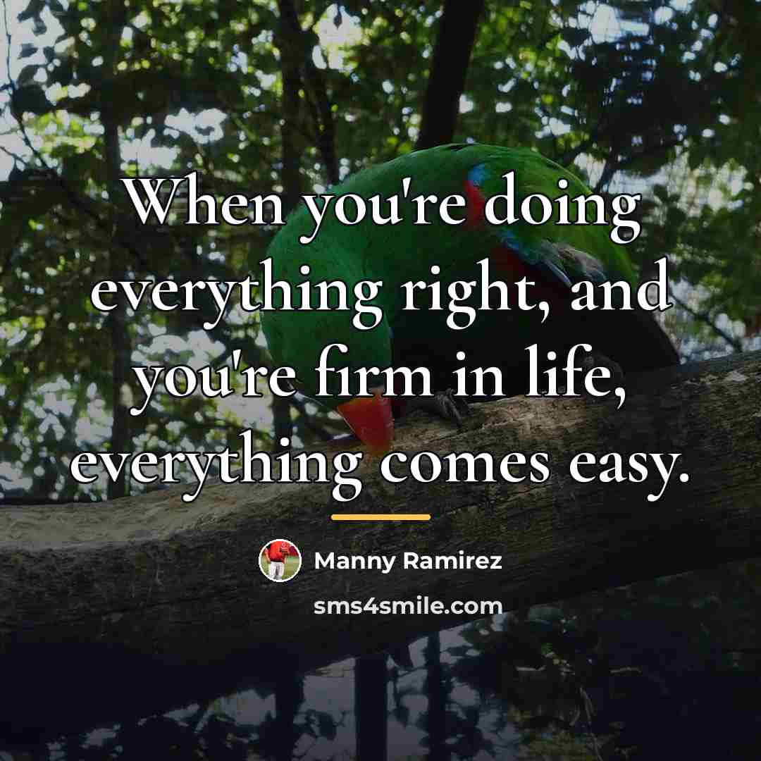 “When you're doing everything right, and you're firm in life,…” quote by Manny Ramirez