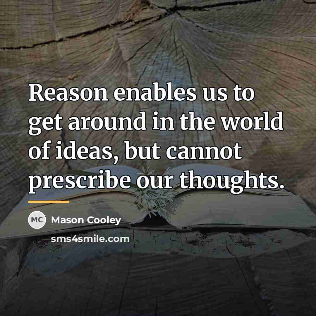 “Reason enables us to get around in the world of…” quote by Mason Cooley