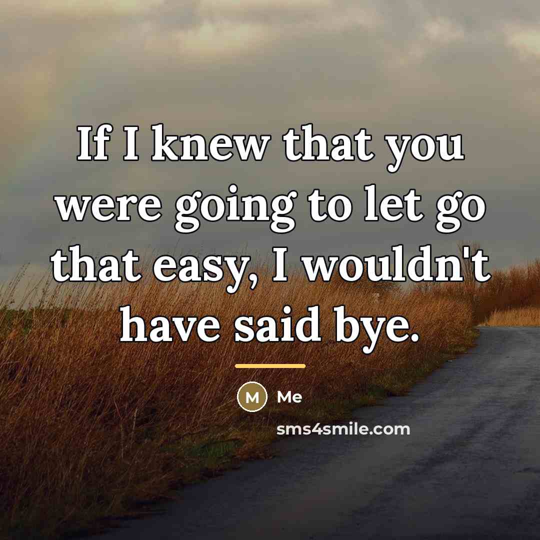 “If I knew that you were going to let go…” quote by Me