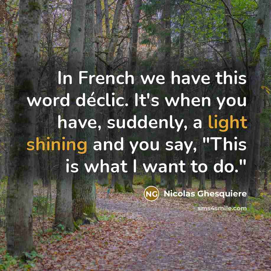 “In French we have this word déclic. It's when you have, suddenly, a light shining and you say, "This is what I want to do."” quote by Nicolas Ghesquiere