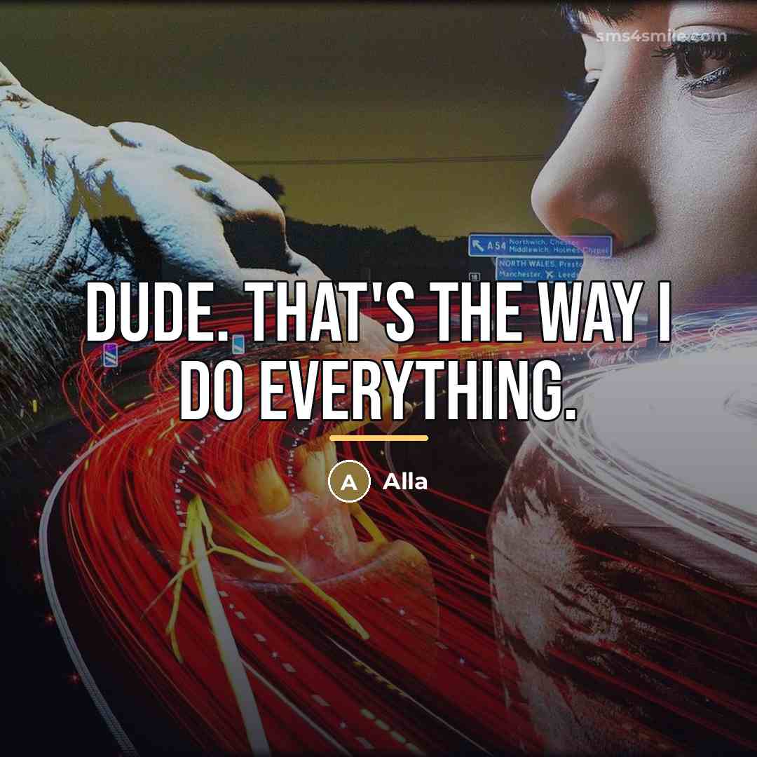 “Dude. That's the way I do EVERYTHING.…” quote by Alla