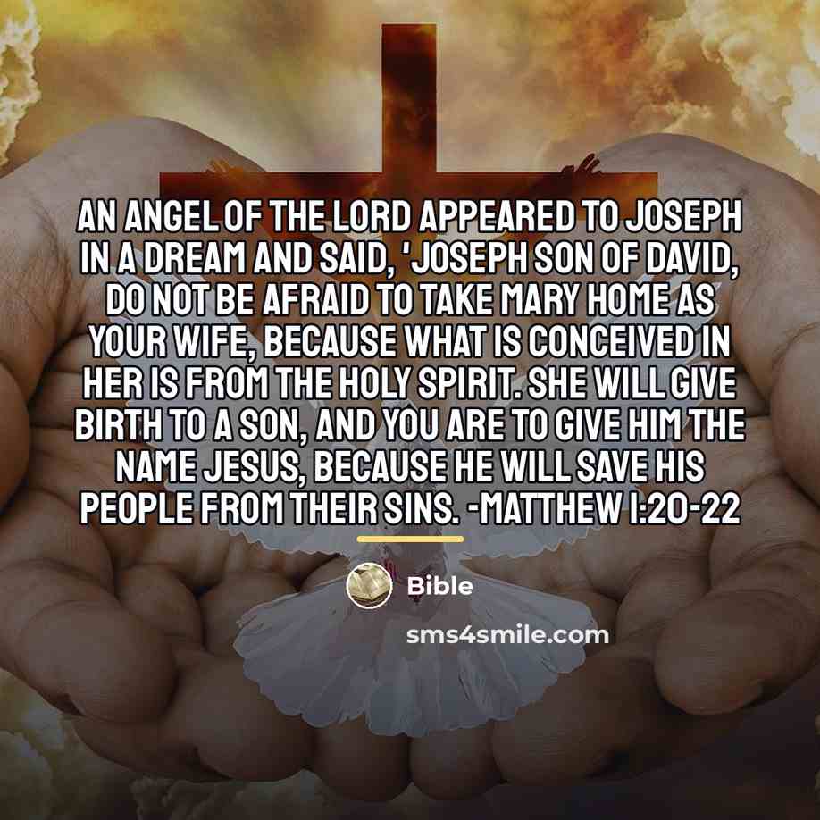 “An angel of the Lord appeared to Joseph in a…” quote by Bible