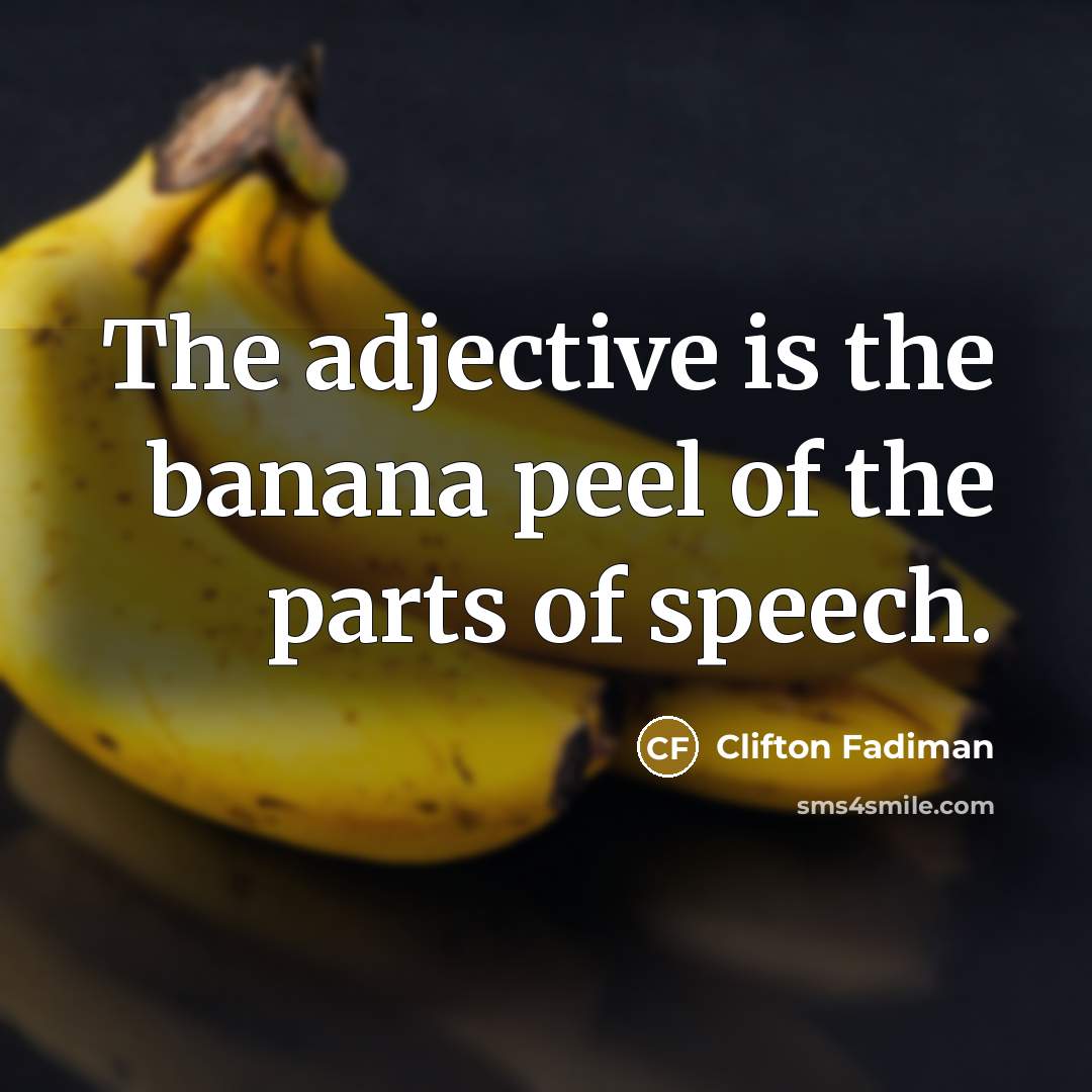 “The adjective is the banana peel of the parts of speech.” quote by Clifton Fadiman