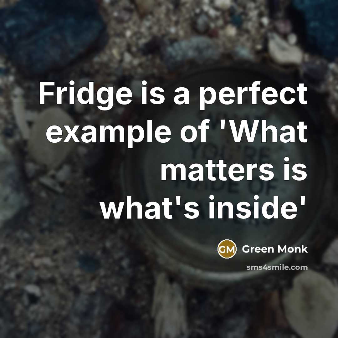 “Fridge is a perfect example of 'What matters is what's…” quote by Green Monk
