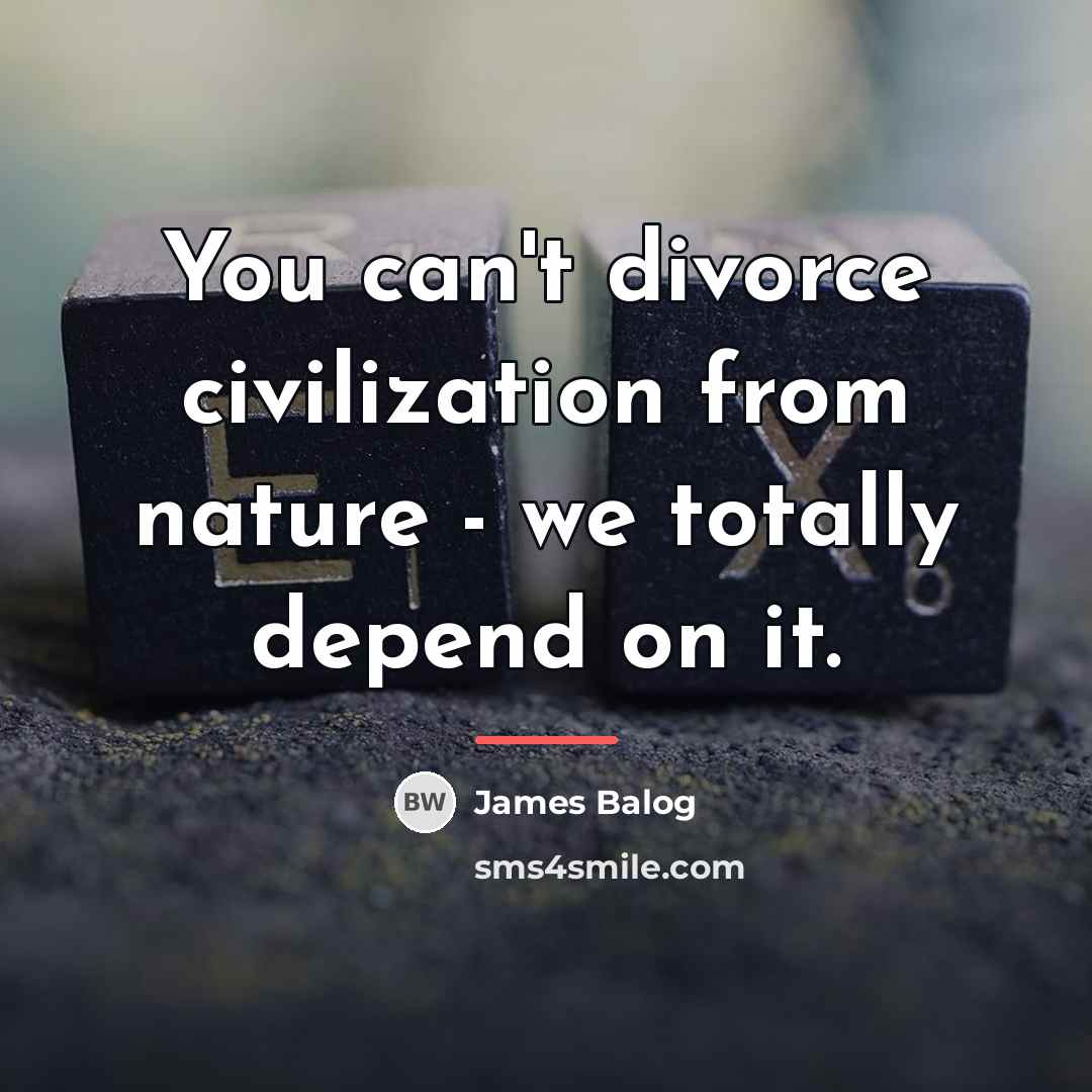 “You can't divorce civilization from nature - we totally depend…” quote by James Balog