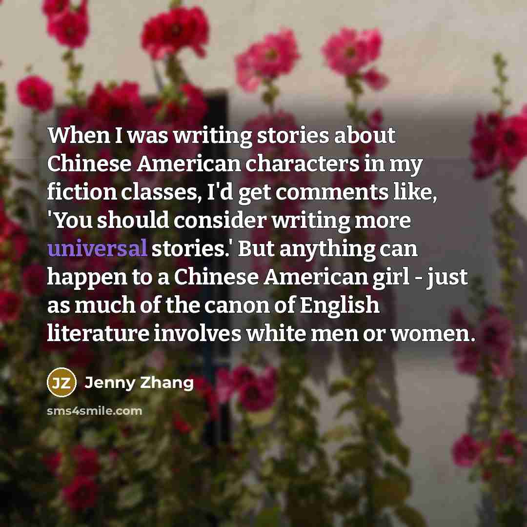 “When I was writing stories about Chinese American characters in…” quote by Jenny Zhang