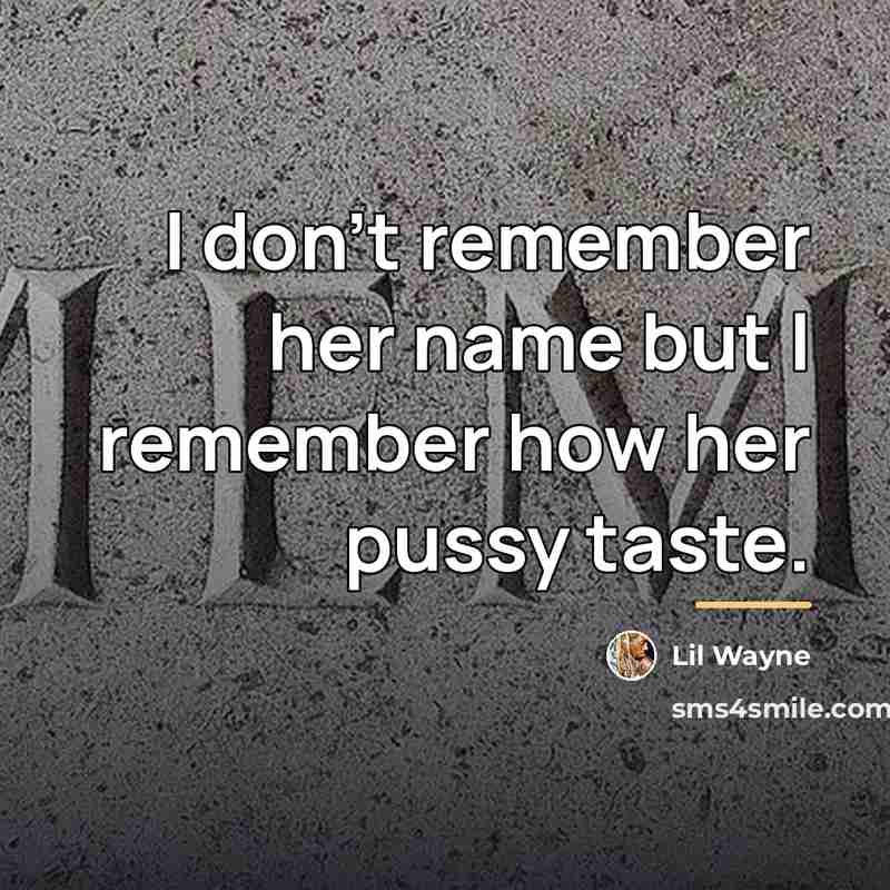 “I don't remember her name but I remember how her…” quote by Lil Wayne