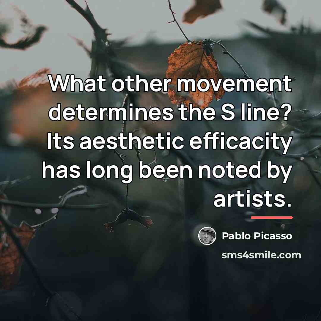 “What other movement determines the S line? Its aesthetic efficacity…” quote by Pablo Picasso