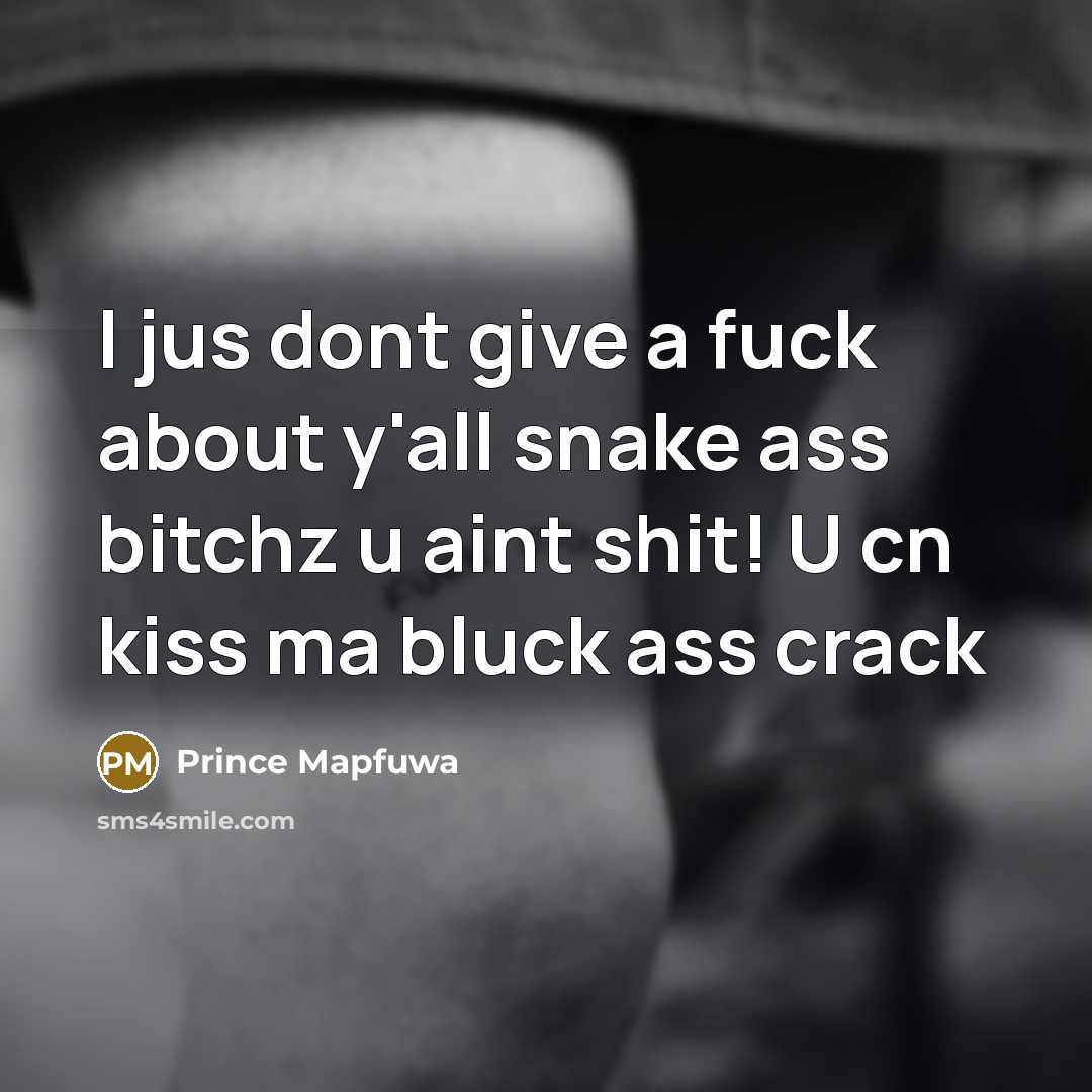 “I jus dont give a fuck about y'all snake ass…” quote by Prince Mapfuwa