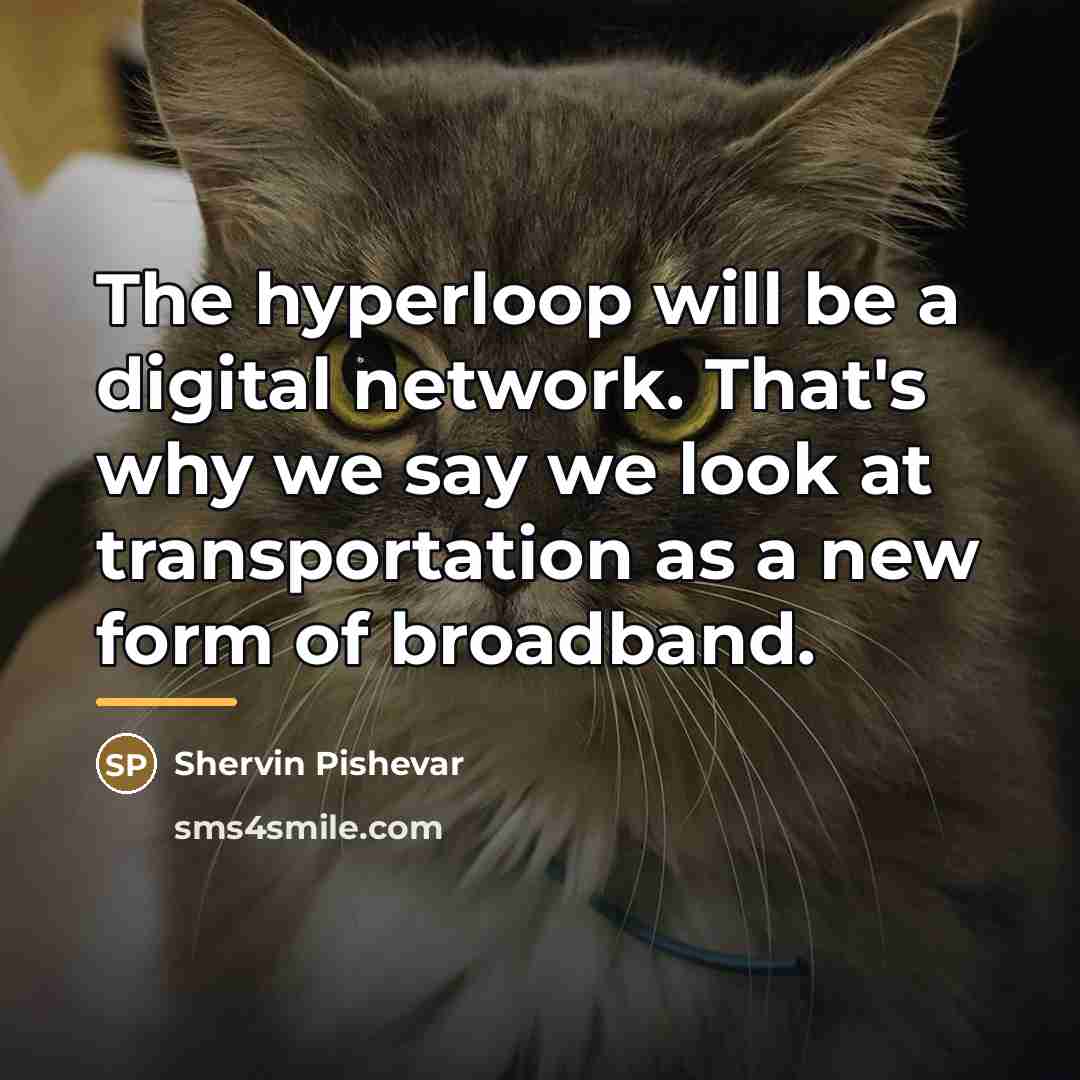“The hyperloop will be a digital network. That's why we…” quote by Shervin Pishevar