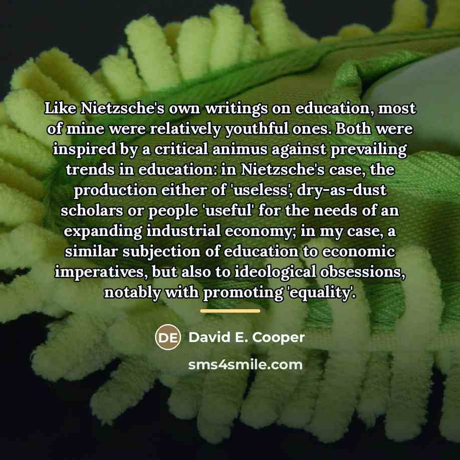 “Like Nietzsche's own writings on education, most of mine were…” quote by David E. Cooper