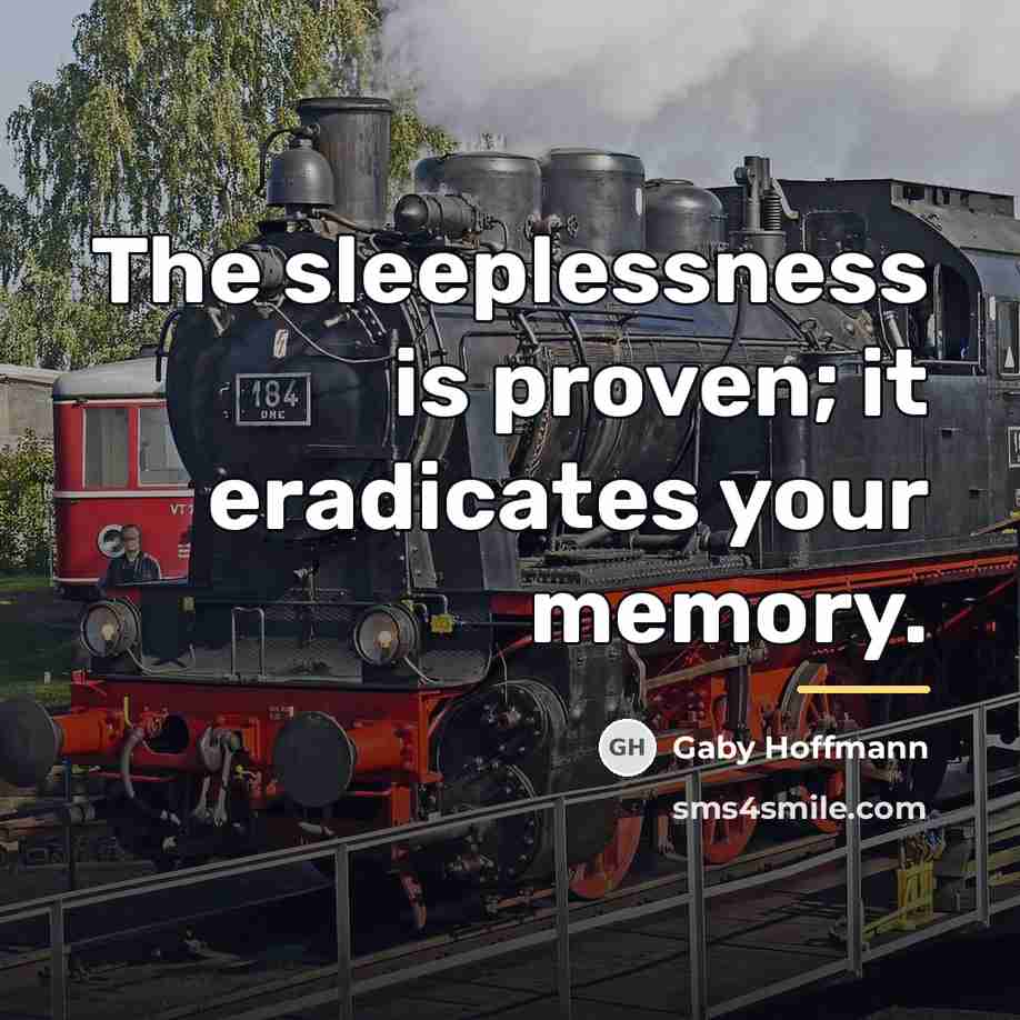 “The sleeplessness is proven; it eradicates your memory.…” quote by Gaby Hoffmann