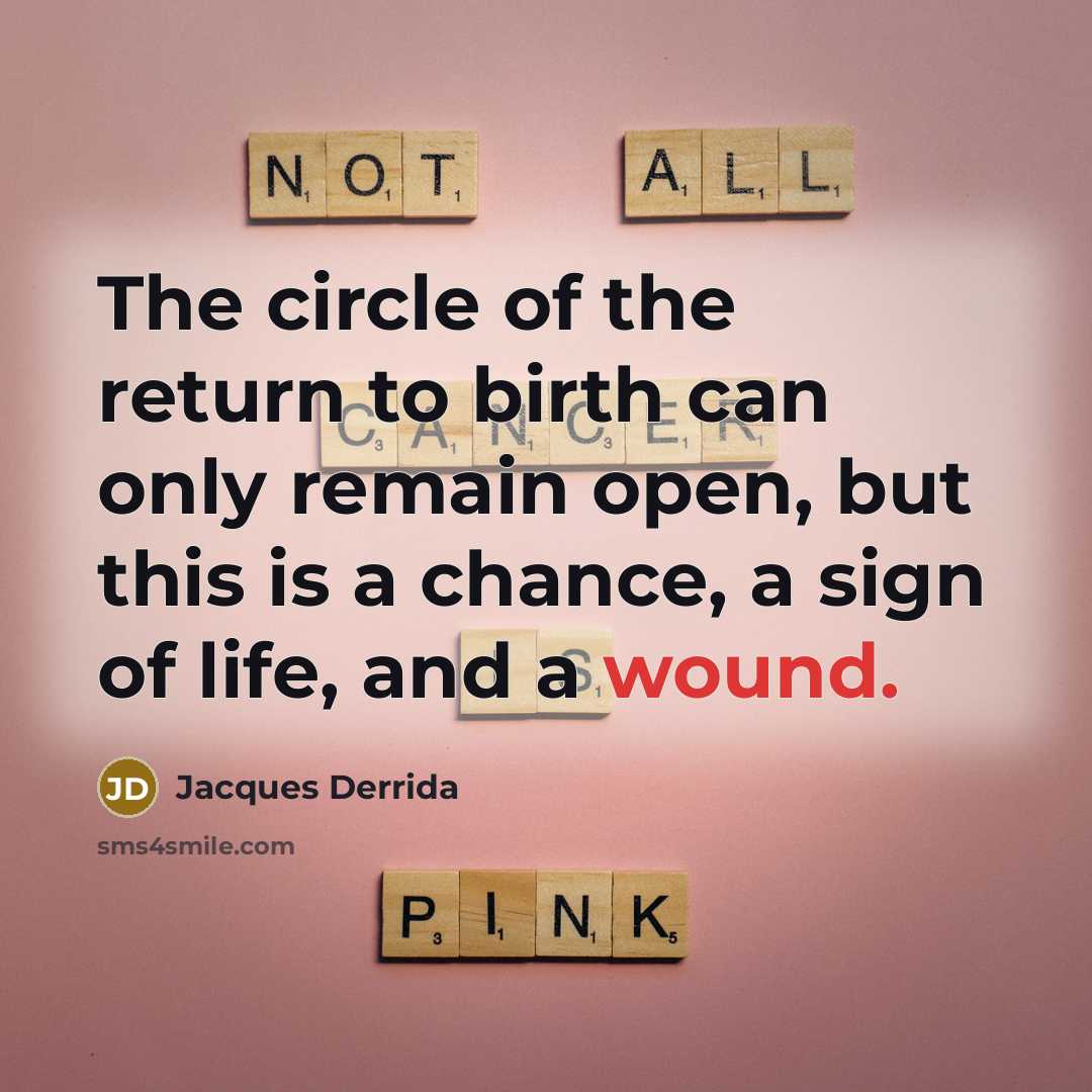“The circle of the return to birth can only remain…” quote by Jacques Derrida