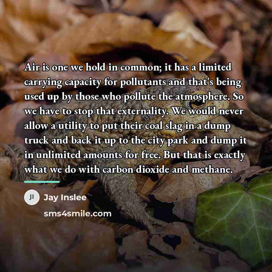 “Air is one we hold in common; it has a…” quote by Jay Inslee