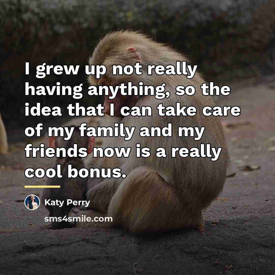 “I grew up not really having anything, so the idea…” quote by Katy Perry