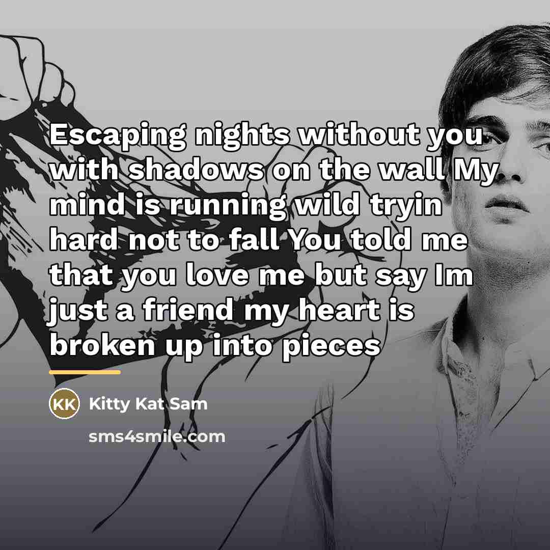 “Escaping nights without you with shadows on the wall My…” quote by Kitty Kat Sam