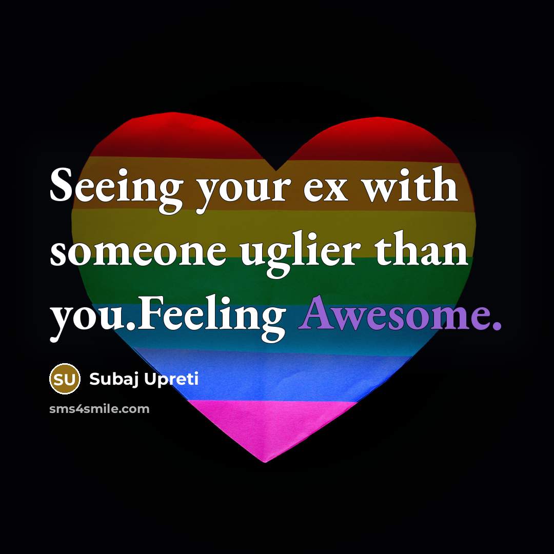 “Seeing your ex with someone uglier than you.Feeling Awesome.” quote by Subaj Upreti