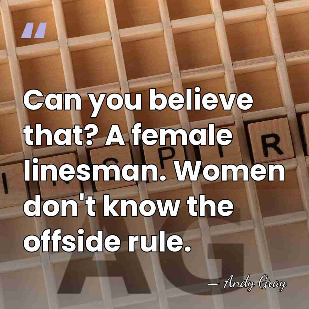 Can you believe that? A female linesman. Women don't know the offside&hellip; - Andy Gray