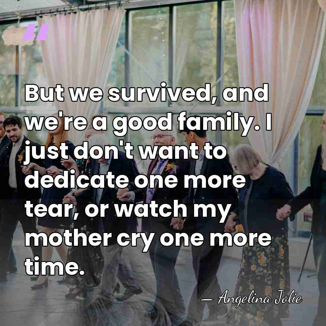But we survived, and we're a good family. I just don't want&hellip; - Angelina Jolie