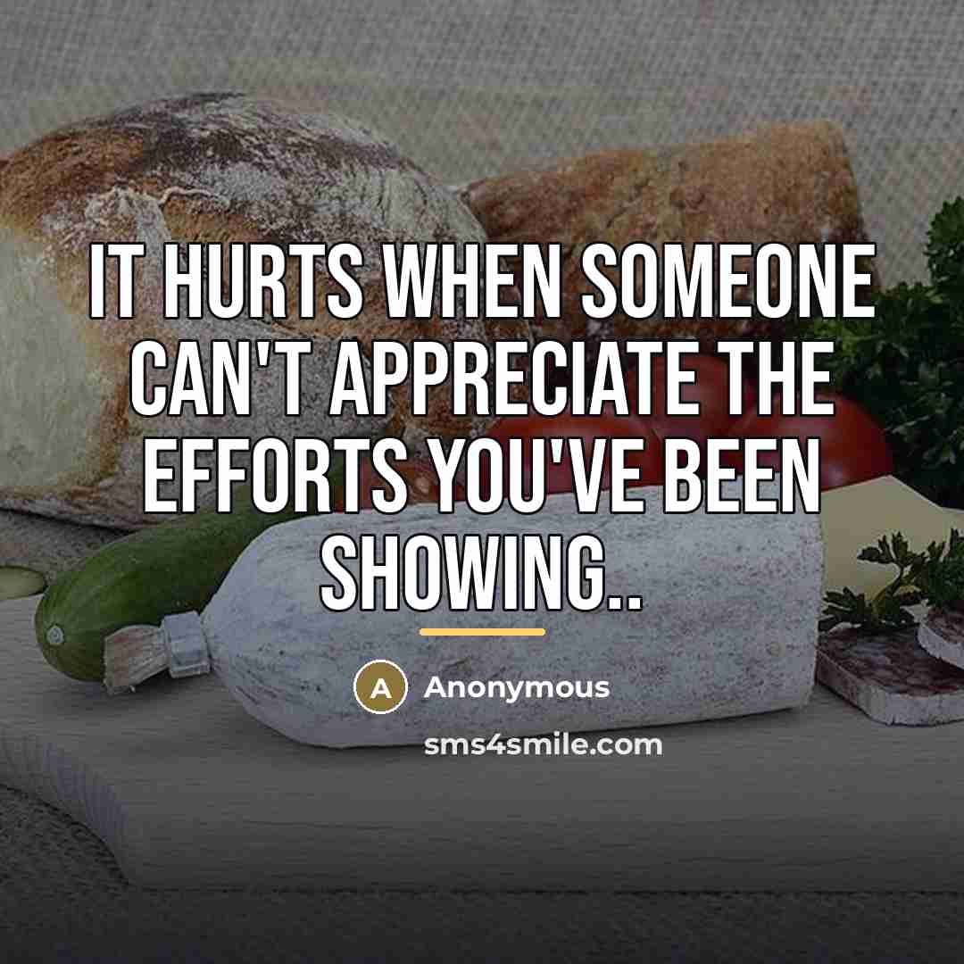 “It hurts when someone can't appreciate the efforts you've been…” quote by Anonymous