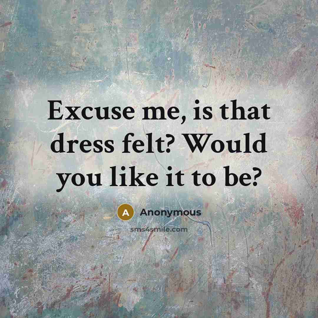 “Excuse me, is that dress felt? Would you like it…” quote by Anonymous