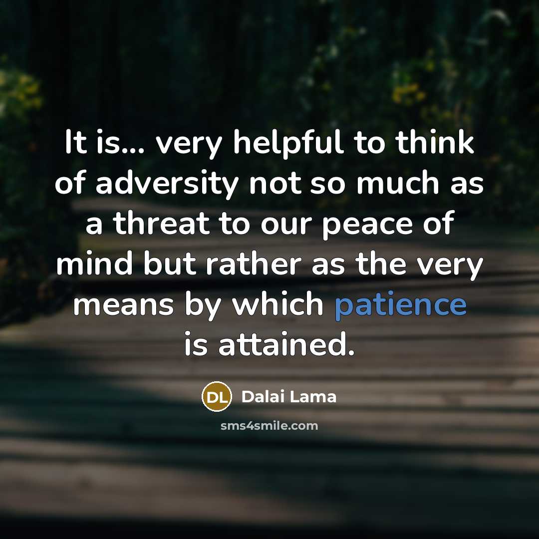 “It is... very helpful to think of adversity not so…” quote by Dalai Lama