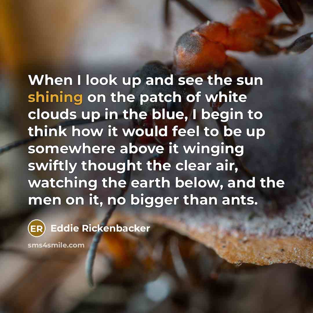 “When I look up and see the sun shining on…” quote by Eddie Rickenbacker