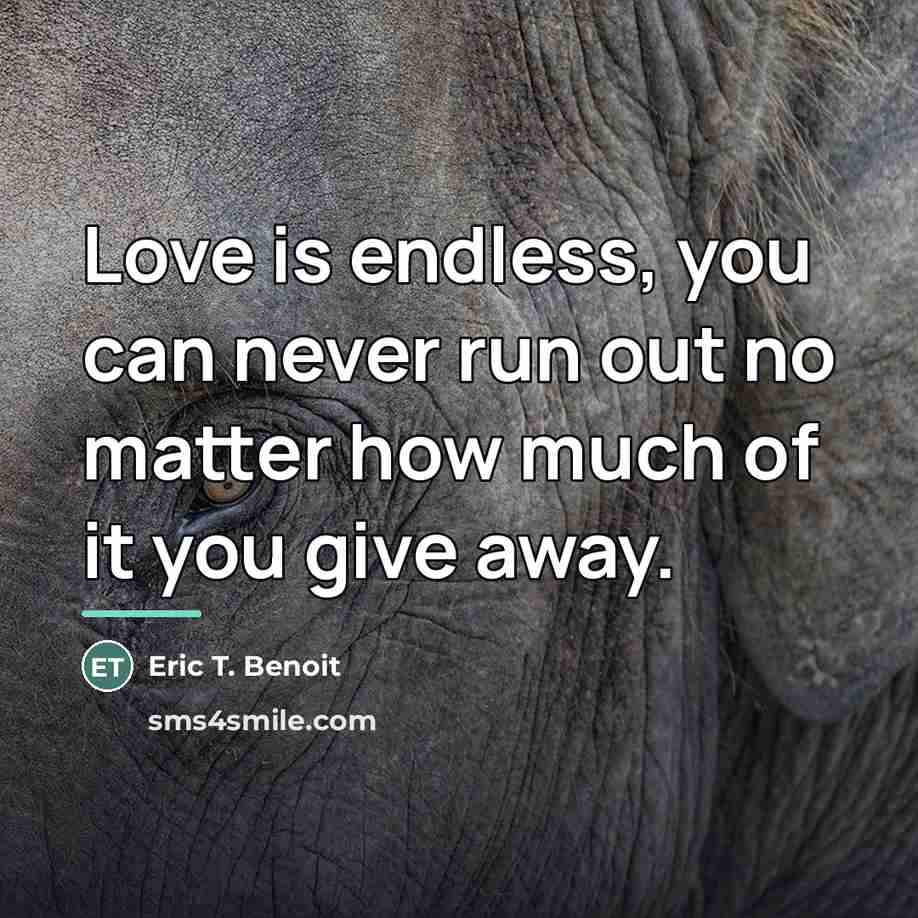“Love is endless, you can never run out no matter…” quote by Eric T. Benoit