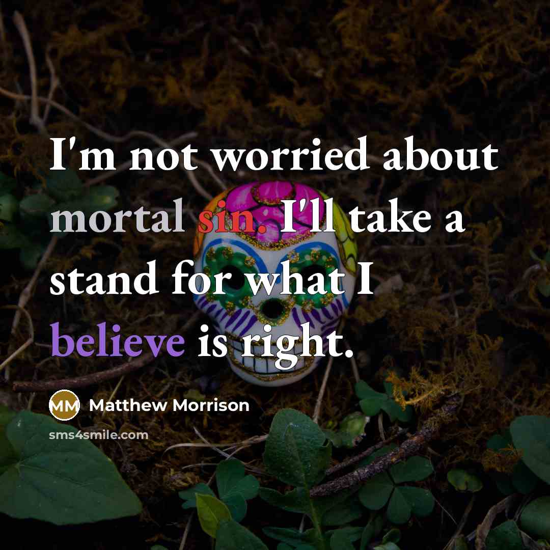 “I'm not worried about mortal sin. I'll take a stand…” quote by Matthew Morrison