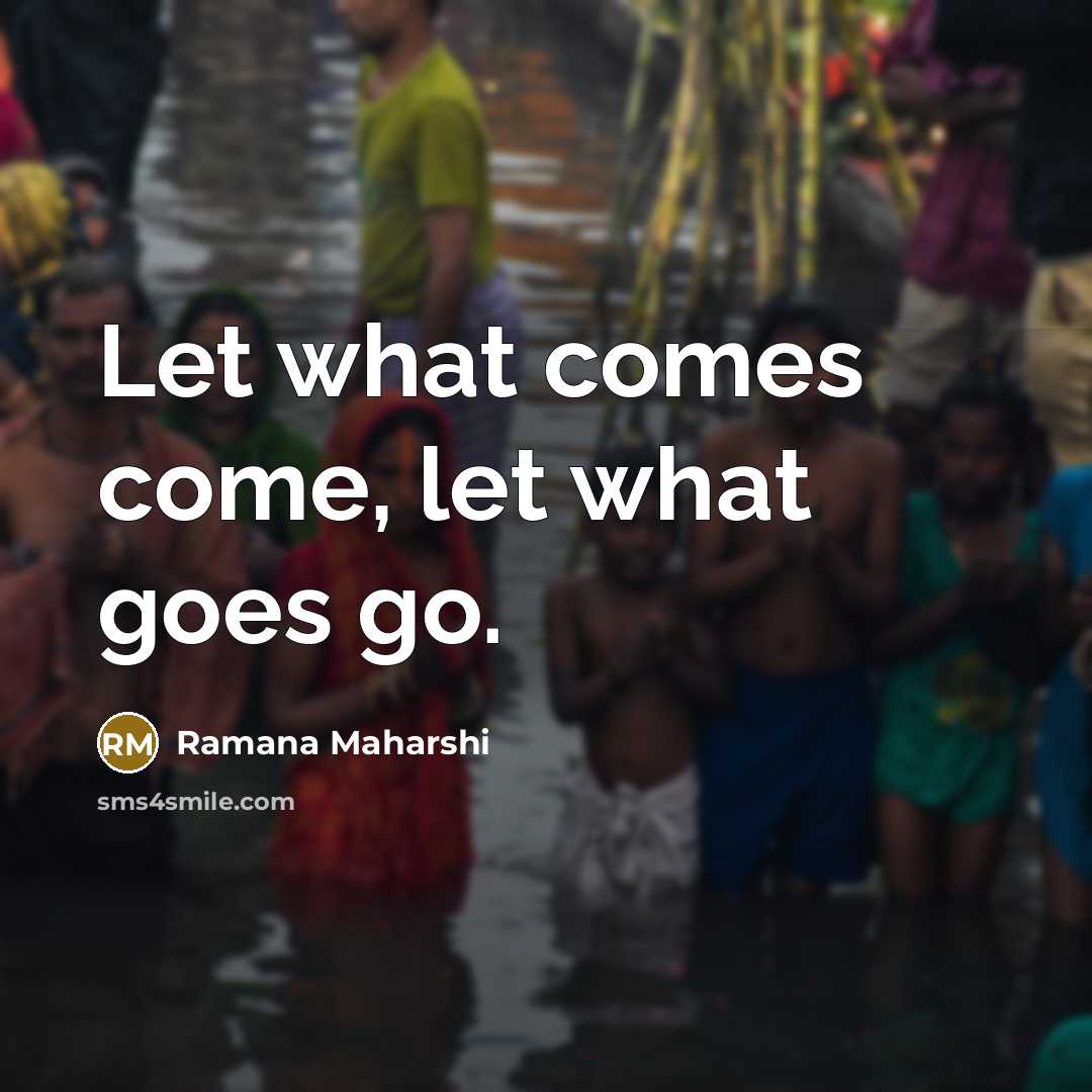 “Let what comes come, let what goes go.…” quote by Ramana Maharshi