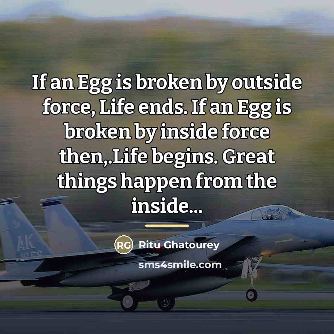 “If an Egg is broken by outside force, Life ends.…” quote by Ritu Ghatourey
