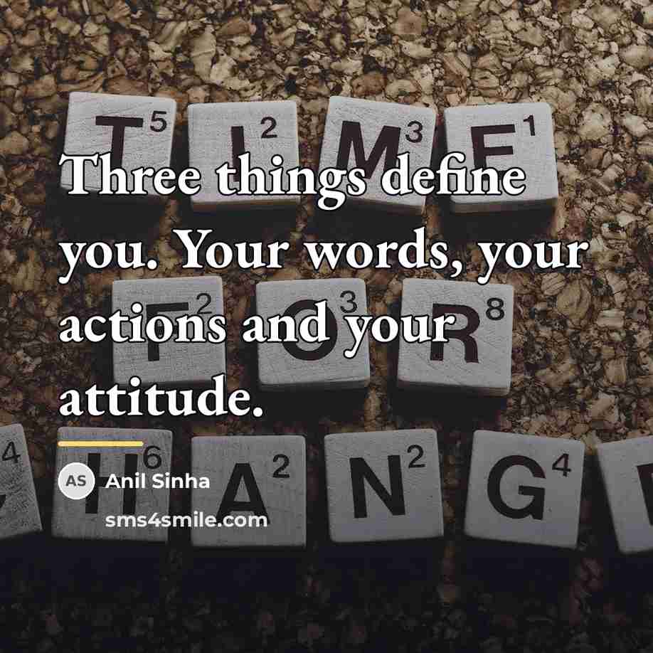“Three things define you. Your words, your actions and your…” quote by Anil Sinha