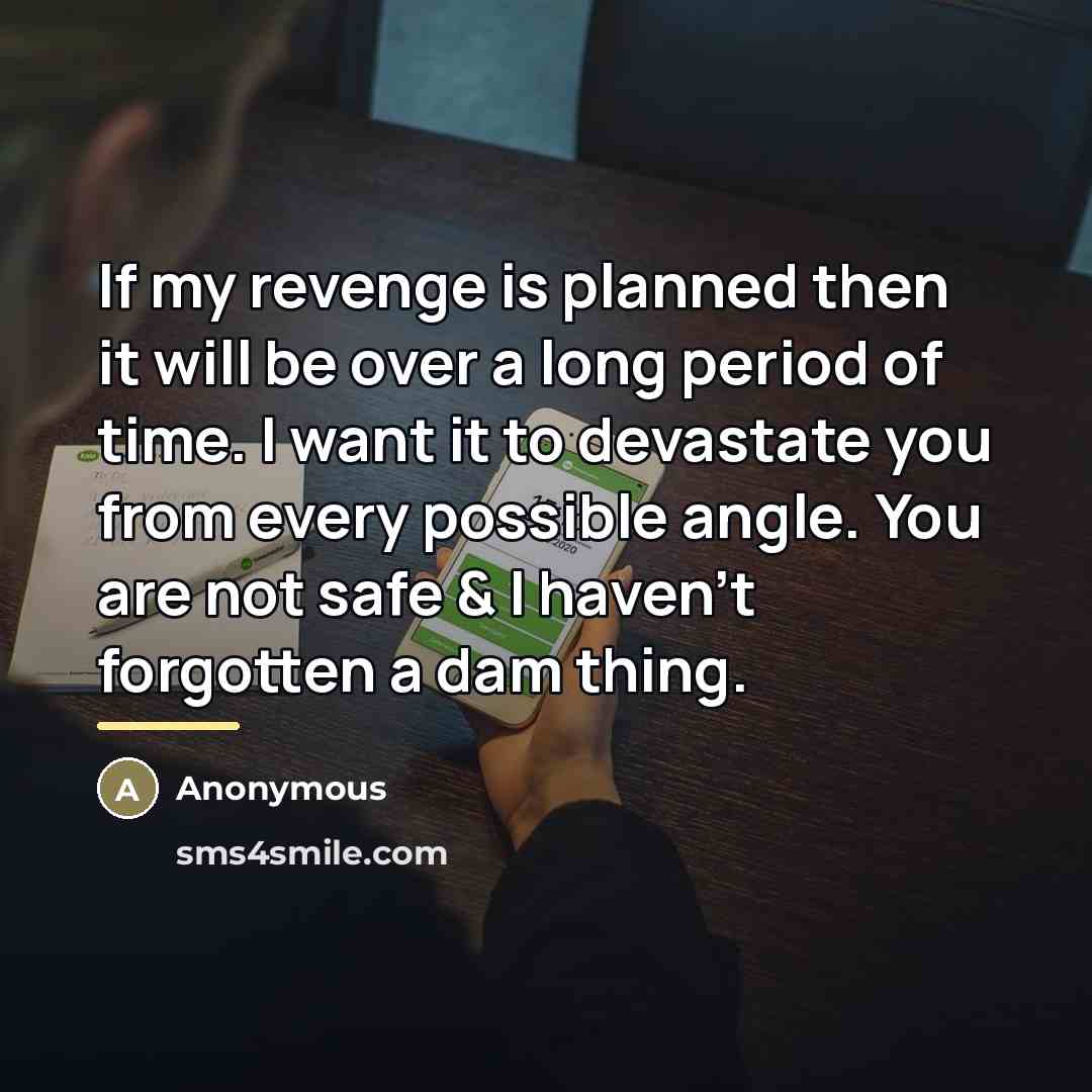 “If my revenge is planned then it will be over…” quote by Anonymous