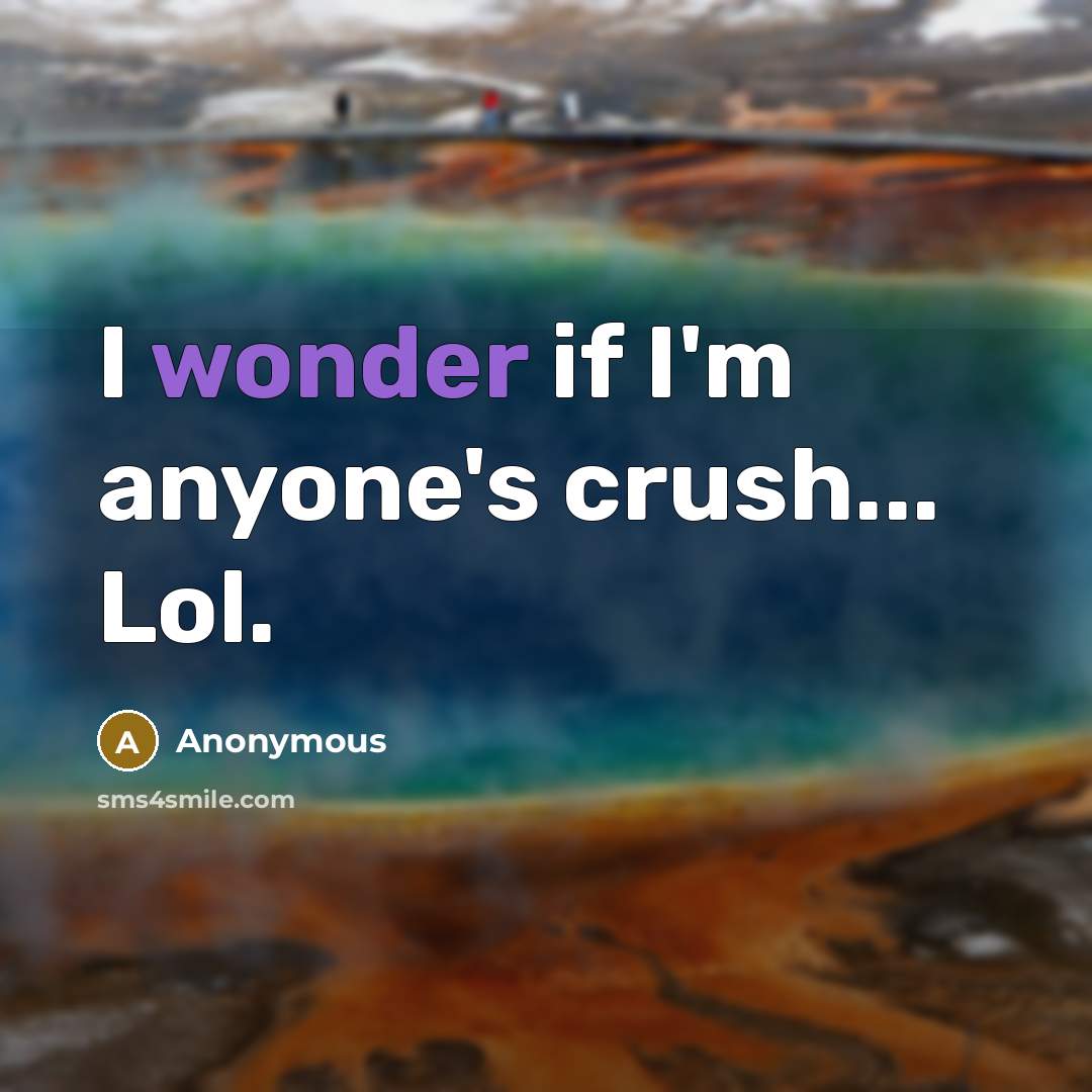 “I wonder if I'm anyone's crush... Lol.” quote by Anonymous
