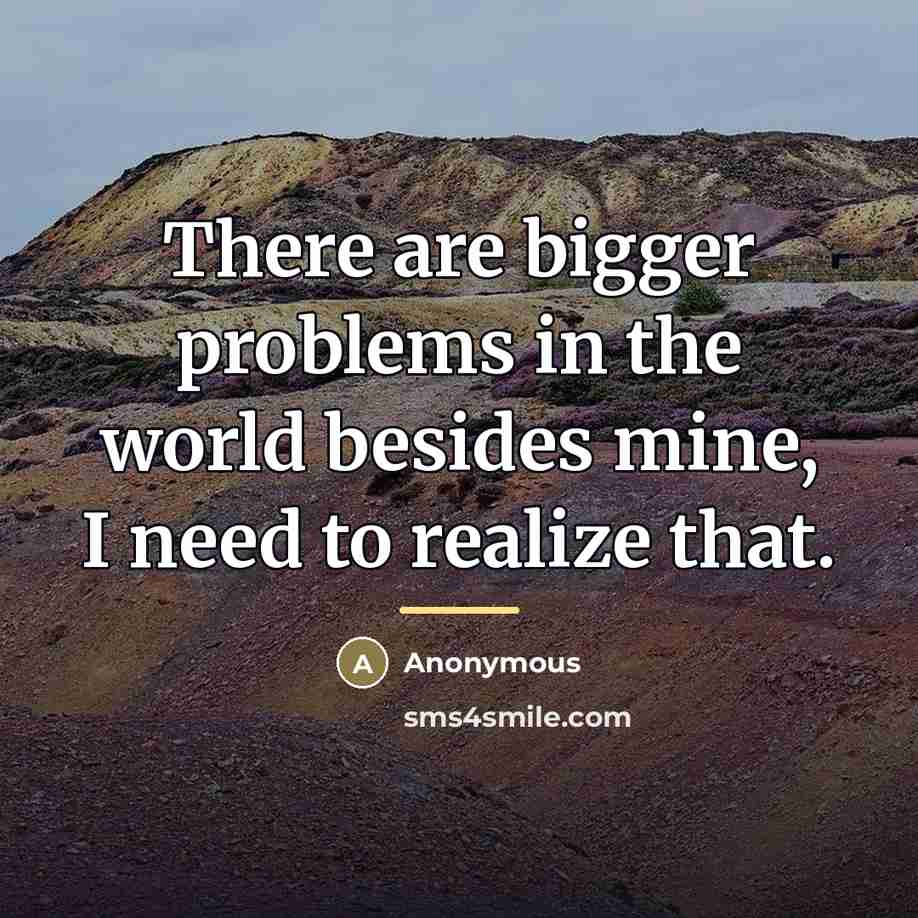 “There are bigger problems in the world besides mine, I…” quote by Anonymous