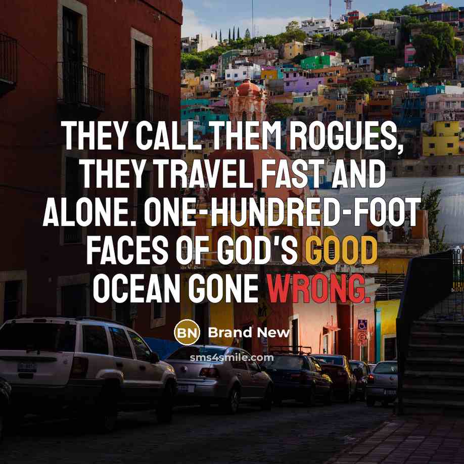 “They call them rogues, they travel fast and alone. One-hundred-foot…” quote by Brand New