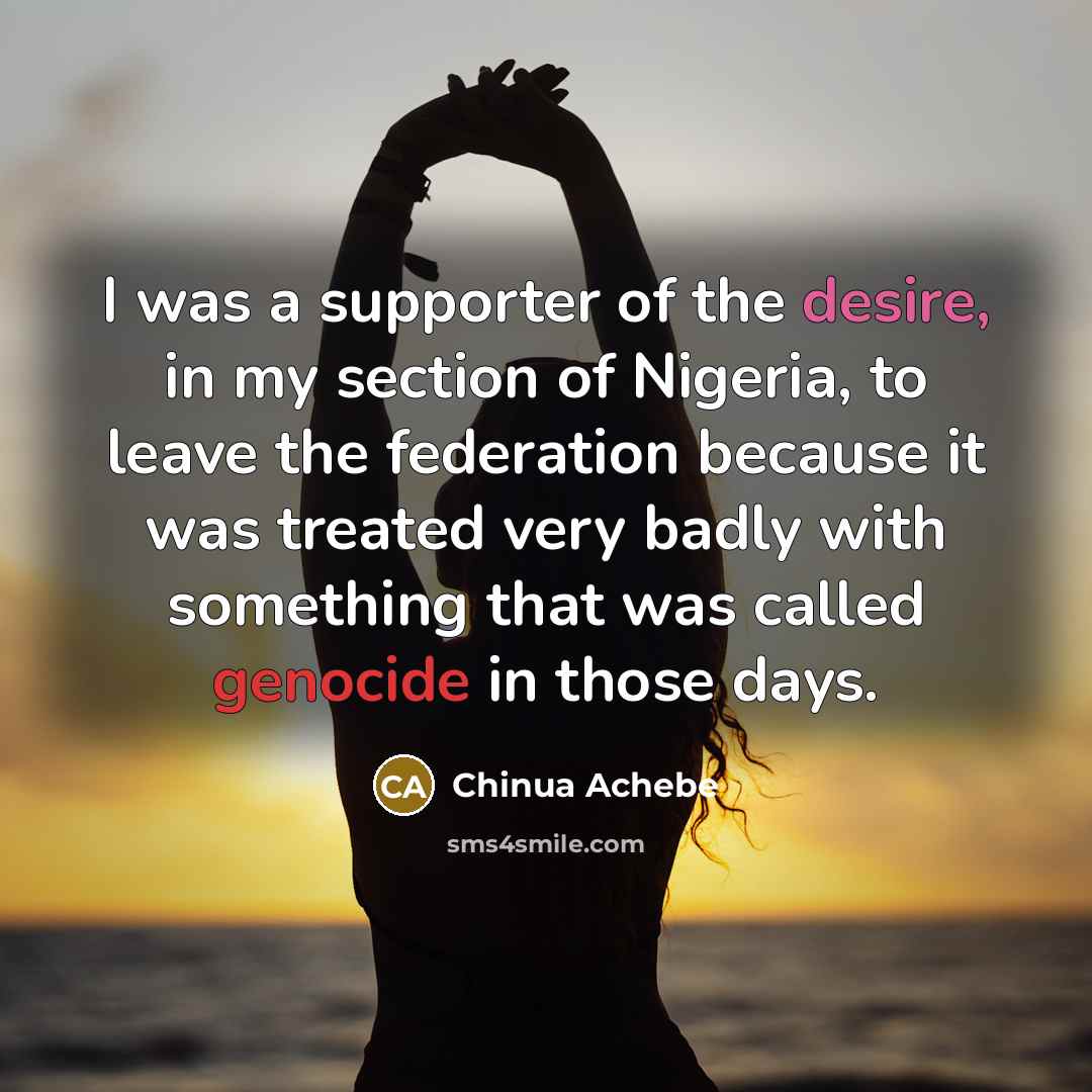 “I was a supporter of the desire, in my section…” quote by Chinua Achebe