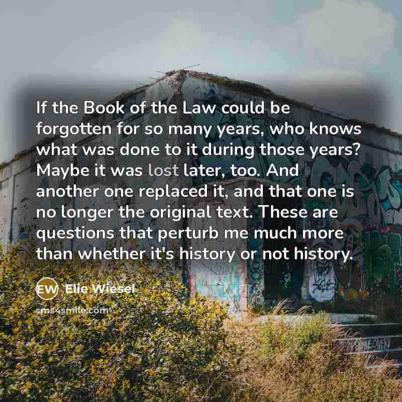 “If the Book of the Law could be forgotten for…” quote by Elie Wiesel