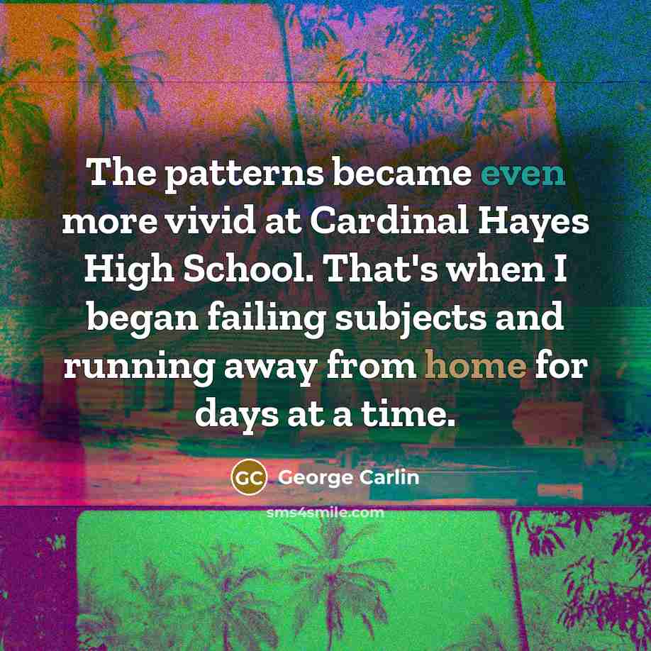 “The patterns became even more vivid at Cardinal Hayes High…” quote by George Carlin