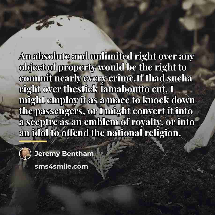 “An absolute and unlimited right over any object of property…” quote by Jeremy Bentham