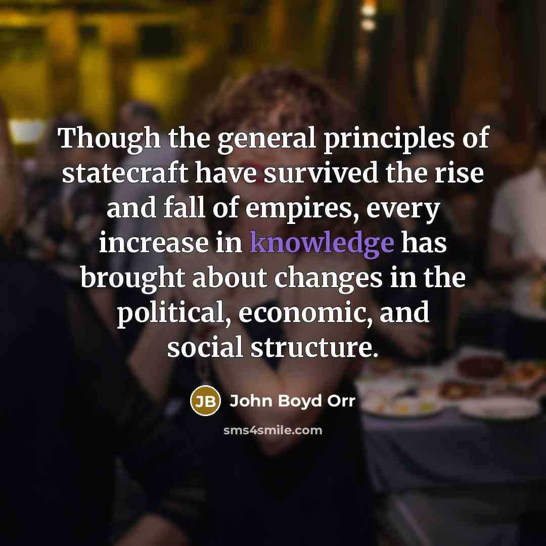 “Though the general principles of statecraft have survived the rise…” quote by John Boyd Orr