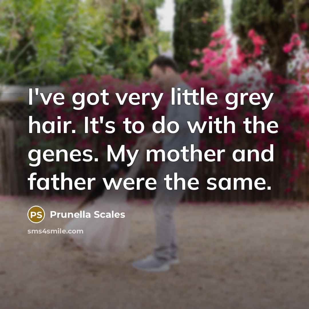 “I've got very little grey hair. It's to do with…” quote by Prunella Scales