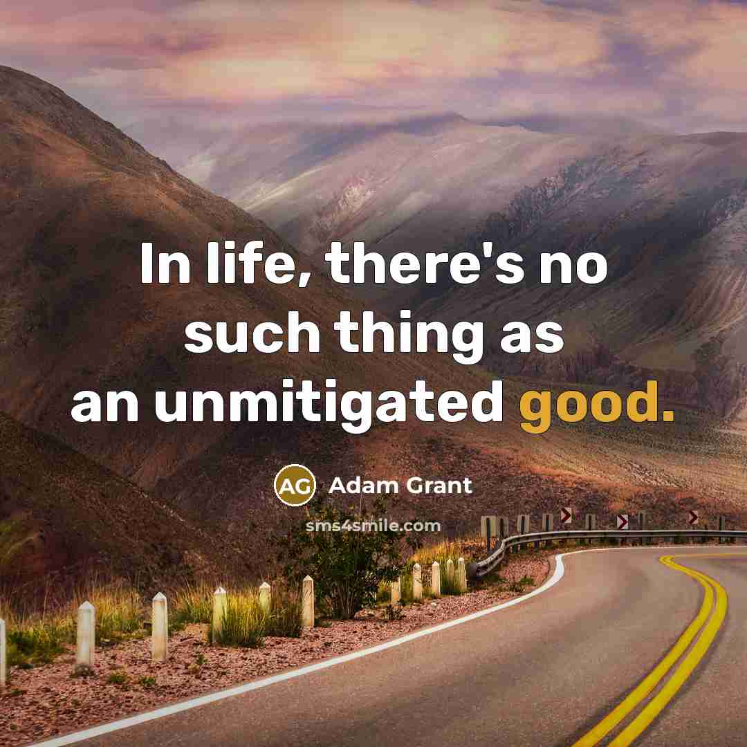 “In life, there's no such thing as an unmitigated good.…” quote by Adam Grant