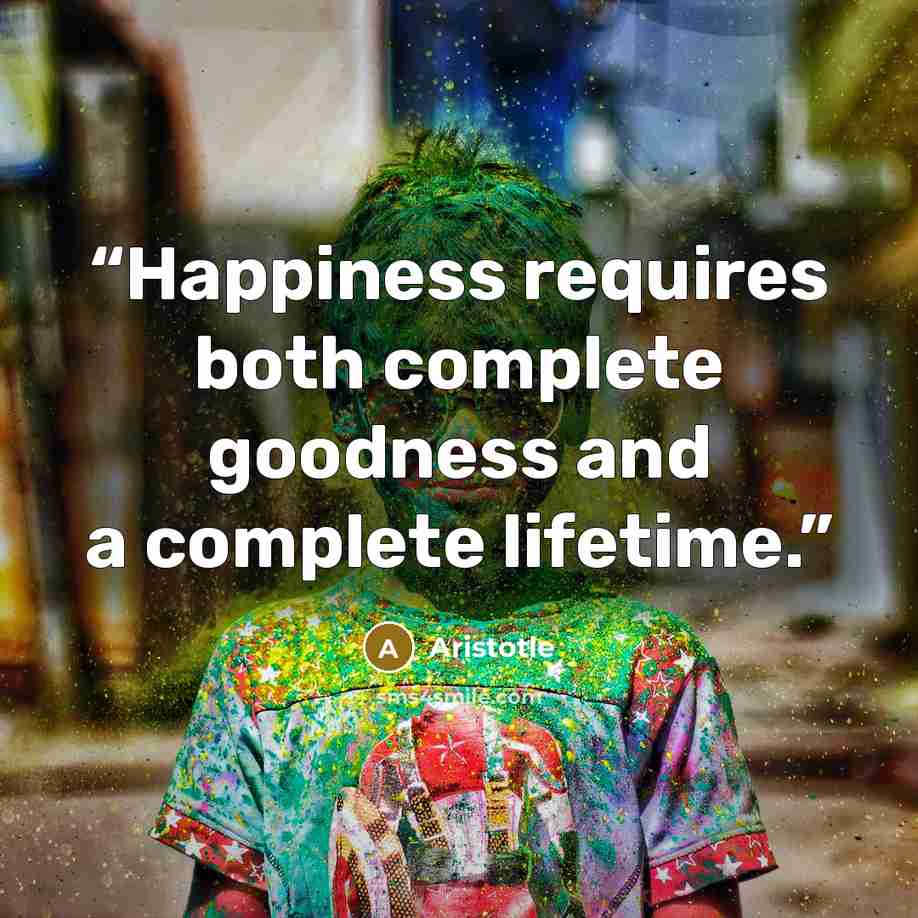 “Happiness requires both complete goodness and a complete lifetime.” quote by Aristotle
