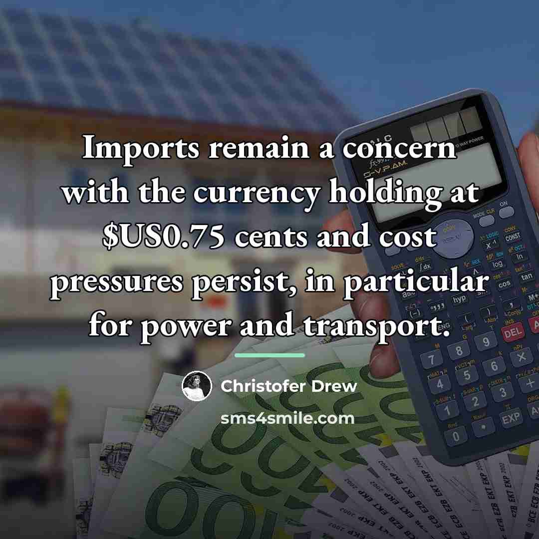 “Imports remain a concern with the currency holding at $US0.75…” quote by Christofer Drew